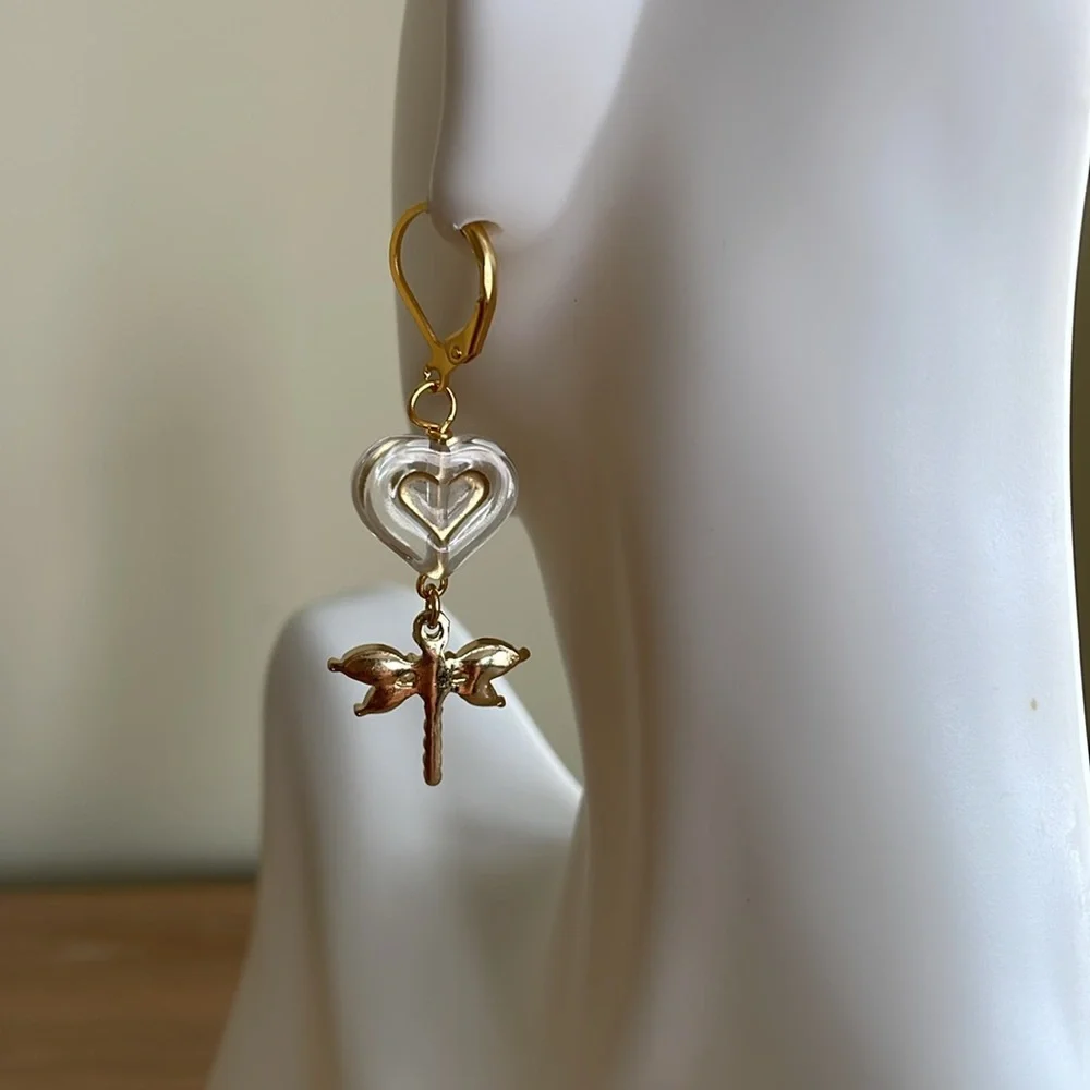 HAND CRAFTED DRAGONFLY PIERCED EARRINGS